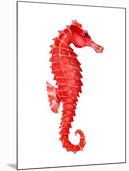 Red Seahorse-null-Mounted Art Print