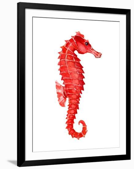 Red Seahorse-null-Framed Art Print