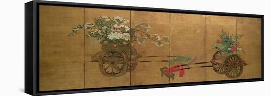 Red Seal Six-Leaf Screen, Edo Period, Late 18th - Early 19th Century, Japanese-null-Framed Stretched Canvas