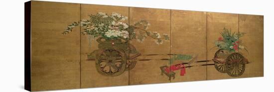 Red Seal Six-Leaf Screen, Edo Period, Late 18th - Early 19th Century, Japanese-null-Stretched Canvas