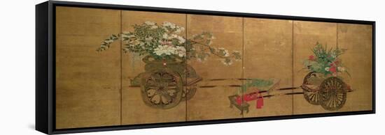 Red Seal Six-Leaf Screen, Edo Period, Late 18th - Early 19th Century, Japanese-null-Framed Stretched Canvas