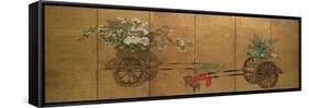 Red Seal Six-Leaf Screen, Edo Period, Late 18th - Early 19th Century, Japanese-null-Framed Stretched Canvas