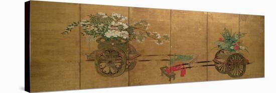 Red Seal Six-Leaf Screen, Edo Period, Late 18th - Early 19th Century, Japanese-null-Stretched Canvas