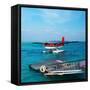 Red Seaplane at Maldives-haveseen-Framed Stretched Canvas