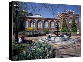 Red Seneca Sandstone of Smithsonian Institute Building, Washington DC, USA-Michele Molinari-Stretched Canvas