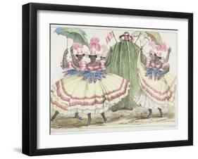 Red-Set Girls and Jack-In-The-Green, Plate 2 from 'sketches of Character...', 1838 (Colour Litho)-Isaac Mendes Belisario-Framed Giclee Print