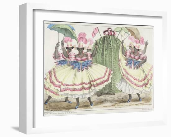 Red-Set Girls and Jack-In-The-Green, Plate 2 from 'sketches of Character...', 1838 (Colour Litho)-Isaac Mendes Belisario-Framed Giclee Print