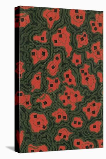 Red Shapes Surrounded by Green-Found Image Press-Stretched Canvas