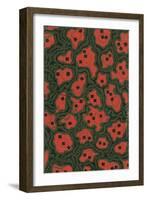 Red Shapes Surrounded by Green-Found Image Press-Framed Giclee Print