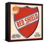 Red Shield Brand - Azusa, California - Citrus Crate Label-Lantern Press-Framed Stretched Canvas