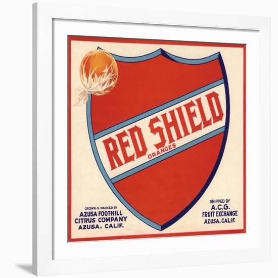 Red Shield Brand - Azusa, California - Citrus Crate Label-Lantern Press-Framed Art Print