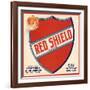 Red Shield Brand - Azusa, California - Citrus Crate Label-Lantern Press-Framed Art Print