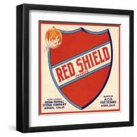 Red Shield Brand - Azusa, California - Citrus Crate Label-Lantern Press-Framed Art Print