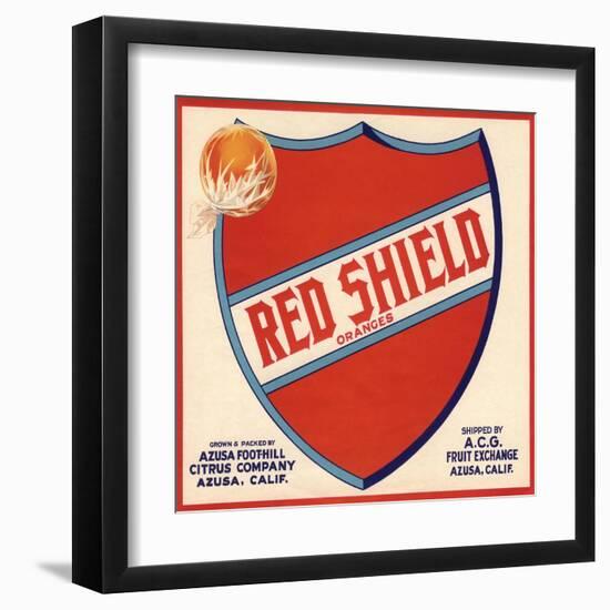 Red Shield Brand - Azusa, California - Citrus Crate Label-Lantern Press-Framed Art Print