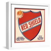 Red Shield Brand - Azusa, California - Citrus Crate Label-Lantern Press-Framed Art Print