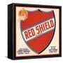 Red Shield Brand - Azusa, California - Citrus Crate Label-Lantern Press-Framed Stretched Canvas