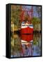 Red Shrimp Boat Docked in Harbor, Apalachicola, Florida, USA-Joanne Wells-Framed Stretched Canvas