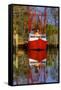 Red Shrimp Boat Docked in Harbor, Apalachicola, Florida, USA-Joanne Wells-Framed Stretched Canvas