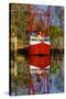 Red Shrimp Boat Docked in Harbor, Apalachicola, Florida, USA-Joanne Wells-Stretched Canvas