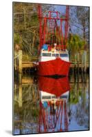 Red Shrimp Boat Docked in Harbor, Apalachicola, Florida, USA-Joanne Wells-Mounted Photographic Print