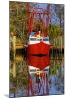 Red Shrimp Boat Docked in Harbor, Apalachicola, Florida, USA-Joanne Wells-Mounted Photographic Print