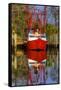 Red Shrimp Boat Docked in Harbor, Apalachicola, Florida, USA-Joanne Wells-Framed Stretched Canvas