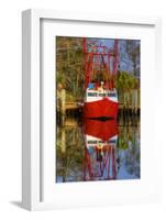 Red Shrimp Boat Docked in Harbor, Apalachicola, Florida, USA-Joanne Wells-Framed Photographic Print