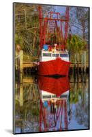 Red Shrimp Boat Docked in Harbor, Apalachicola, Florida, USA-Joanne Wells-Mounted Photographic Print