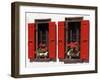 Red Shuttered Windows and Geraniums, Tasch, Near Zermatt, Valais, Switzerland-Ruth Tomlinson-Framed Photographic Print