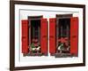 Red Shuttered Windows and Geraniums, Tasch, Near Zermatt, Valais, Switzerland-Ruth Tomlinson-Framed Photographic Print