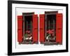 Red Shuttered Windows and Geraniums, Tasch, Near Zermatt, Valais, Switzerland-Ruth Tomlinson-Framed Photographic Print