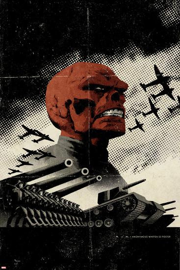 Red Skull No.3 Cover: Redskull Portrait Amidst Tanks and Planes-David Aja-Lamina Framed Poster