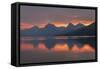 Red sky at dawn, Lake McDonald, Glacier National Park, Montana.-Alan Majchrowicz-Framed Stretched Canvas