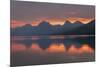 Red sky at dawn, Lake McDonald, Glacier National Park, Montana.-Alan Majchrowicz-Mounted Photographic Print