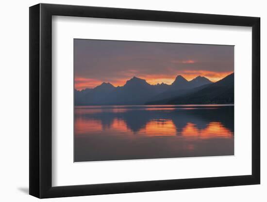 Red sky at dawn, Lake McDonald, Glacier National Park, Montana.-Alan Majchrowicz-Framed Photographic Print