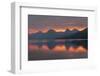 Red sky at dawn, Lake McDonald, Glacier National Park, Montana.-Alan Majchrowicz-Framed Photographic Print