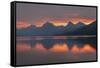 Red sky at dawn, Lake McDonald, Glacier National Park, Montana.-Alan Majchrowicz-Framed Stretched Canvas