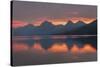 Red sky at dawn, Lake McDonald, Glacier National Park, Montana.-Alan Majchrowicz-Stretched Canvas