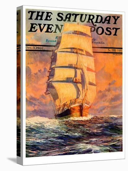 "Red Sky at Morning," Saturday Evening Post Cover, December 3, 1932-Anton Otto Fischer-Stretched Canvas