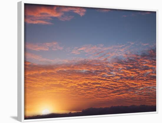 Red Sky at Sunrise over Atlantic Ocean, View from Miami Beach, Florida, USA, North America-Angelo Cavalli-Framed Photographic Print