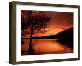 Red Sky at Sunset, Coniston Water, Consiton, Lake District, Cumbria, England, United Kingdom-Pearl Bucknall-Framed Photographic Print