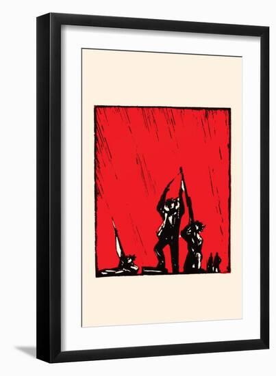 Red Sky over Soldiers-Chinese Government-Framed Art Print