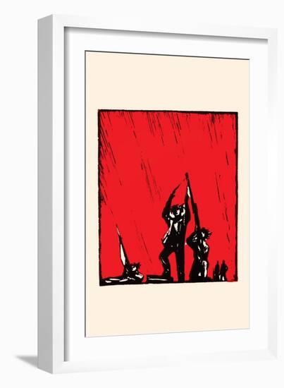 Red Sky over Soldiers-Chinese Government-Framed Art Print