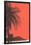 Red Sky, Palm Trees-null-Framed Art Print