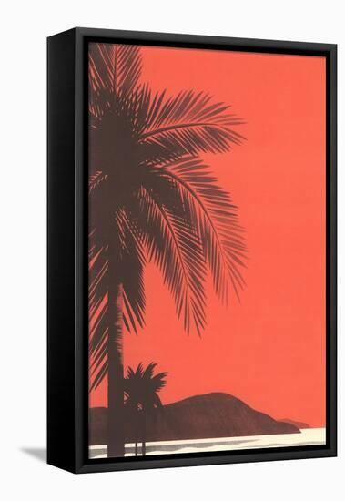 Red Sky, Palm Trees-null-Framed Stretched Canvas