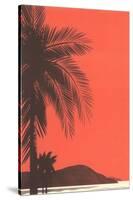 Red Sky, Palm Trees-null-Stretched Canvas