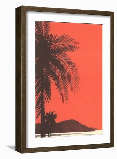 Red Sky, Palm Trees-null-Framed Art Print