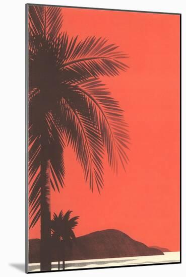Red Sky, Palm Trees-null-Mounted Art Print