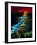 Red Sky Pointillism Landscape-Ruth Palmer-Framed Art Print