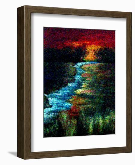 Red Sky Pointillism Landscape-Ruth Palmer-Framed Art Print